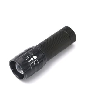 2 PCS Three-Speed Zoom LED Flashlight Mini Aluminum Flashlight (Black)
