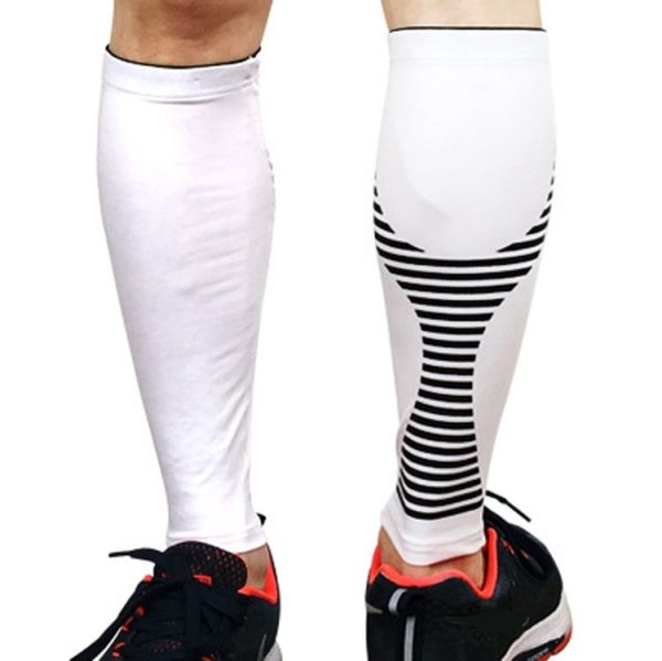 2 PCS Sports Calf Protection Basketball Football Running Leggings Protective Gear High-Elastic Warm Breathable Knee Pads Socks, Specification: M (White)