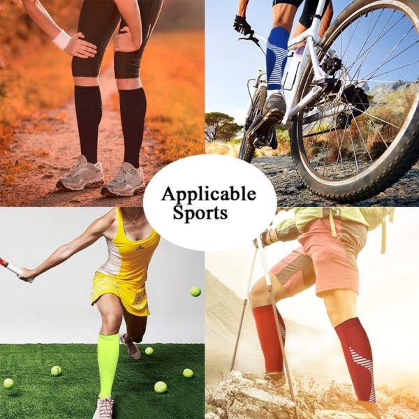 2 PCS Sports Calf Protection Basketball Football Running Leggings Protective Gear High-Elastic Warm Breathable Knee Pads Socks, Specification: M (White) - Image 2