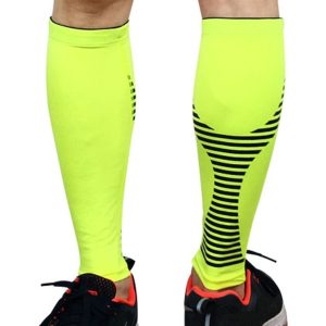 2 PCS Sports Calf Protection Basketball Football Running Leggings Protective Gear High-Elastic Warm Breathable Knee Pads Socks, Specification: M (Fluorescent Green)