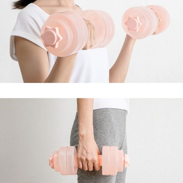 Women Home Fitness Water Injection Dumbbell Arm Muscle Training Device Portable Fitness Equipment (Transparent Pink) - Image 6