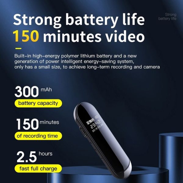 V8 160 Degrees Wide Angle 1080P Smart HD Video Pen Noise Reduction Voice Recorder, Capacity: 16GB - Image 6