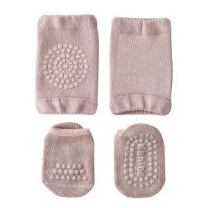 Summer Children Knee Pads Baby Floor Socks Baby Non-Slip Crawling Sports Protection Suit M 1-3 Years Old (Light Purple)