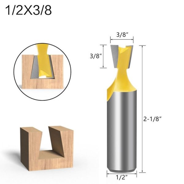 1 / 2 Handle Dovetail Cutter Wood Engraving Small Milling Cutter, Specification: 1 / 2x3 / 8mm - Image 2
