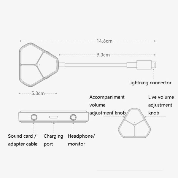 Xiaotian 5 In 1 Sound Card Adapter Microphone Phone Universal Adapter, Style: MINI Sound Card+Accompaniment Line+Adapter - Image 3