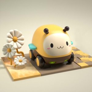 Cartoon Cute Pet Pull Back Car Children Mini Puzzle Inertia Car Toy (Bee)