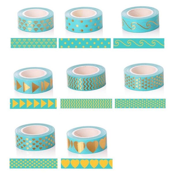 8 Rolls / Set Simple Basic Material Stamping Paper Tape Hand Ledger Decoration Sticker - Image 6