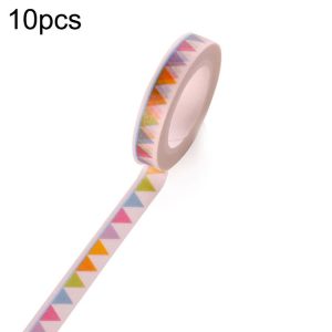 10pcs Paper Tape Hand Ledger Decoration Sticker, 8mmx10m (Small Colorful Flag SM-26)