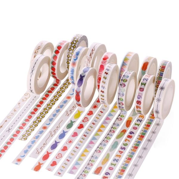 10pcs Paper Tape Hand Ledger Decoration Sticker, 8mmx10m (Small Colorful Flag SM-26) - Image 3