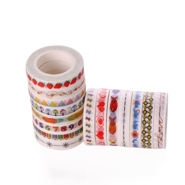10pcs Paper Tape Hand Ledger Decoration Sticker, 8mmx10m (Small Colorful Flag SM-26) - Image 5