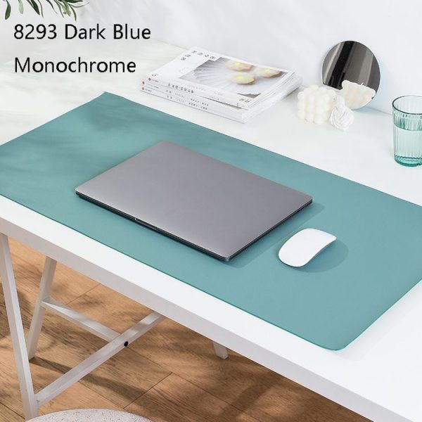 Double-Sided Leather Table Mat Waterproof Enlarged Mouse Keyboard Pad, Pattern: 8293 Dark Blue - Image 2