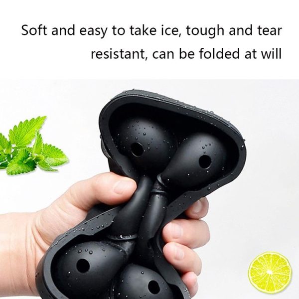 Bar Whiskey Silicone Ice Tray Mold, Specification: 4 Grid Skull (Black) - Image 4