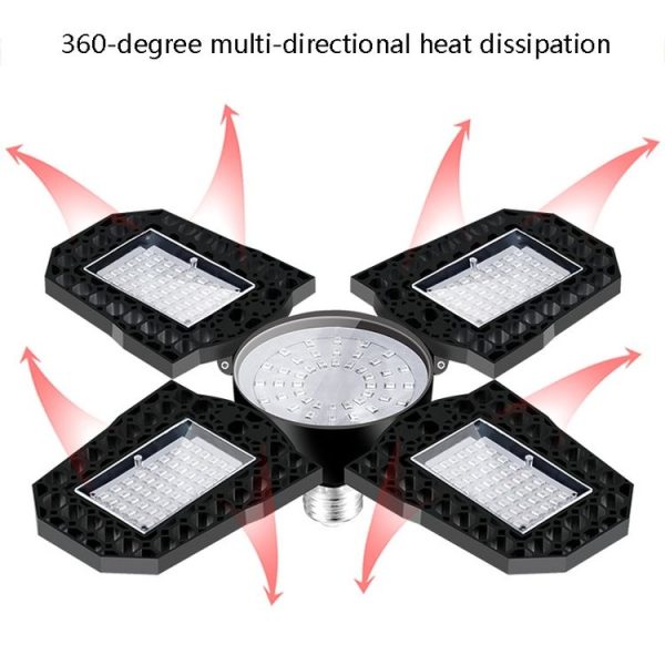 120W LED Garage Light Factory Warehouse Folding Four-Leaf Lamp (Warm White Light) - Image 6