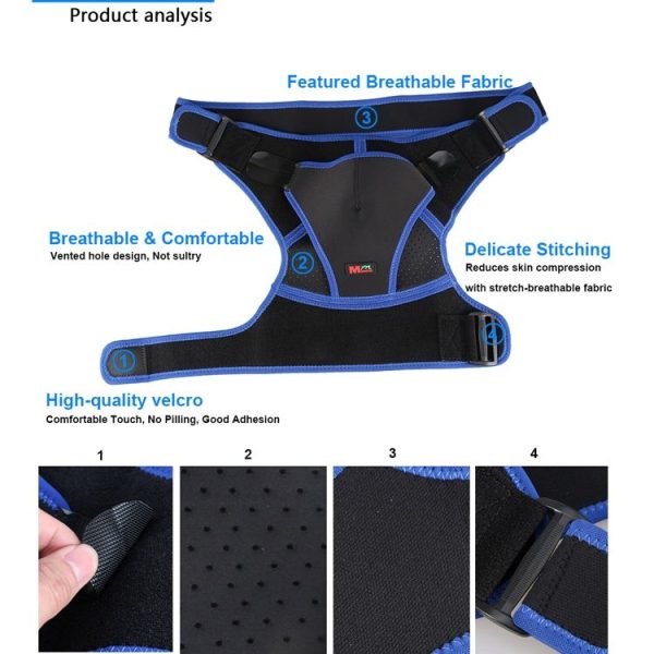 G06 Four-Direction Adjustable Pressure And Breathable Shoulder Pad Sports Protective Gear, Style: Airbag Version M (Black Blue) - Image 5