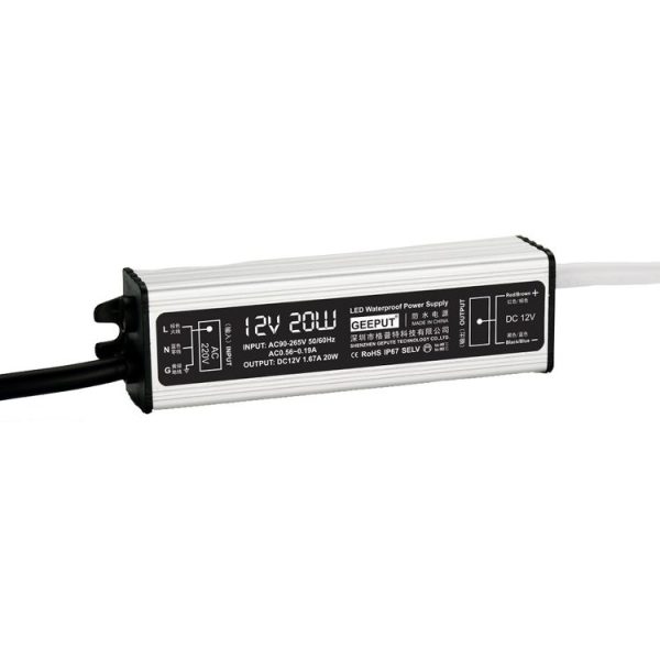 GEEPUT 220V Turn 12V LED Waterproof Power Supply Transformer, Model: 1.67A 20W
