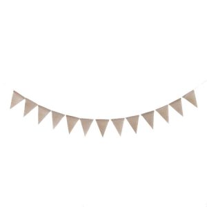 2 PCS Swallowtail Burlap First Birthday Flags Mori Series Party Flags Specification: Burlap Triangle Flag