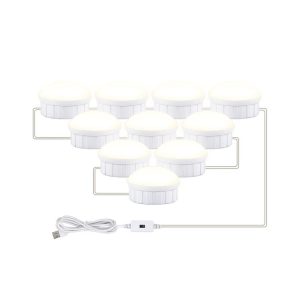 LED Makeup Mirror Light Beauty Fill Light Hand Sweep Sensor Mirror Front Light, Power source: 10 Bulbs (Natural White)
