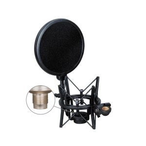 SH-100 Microphone Shockproof Bracket Condenser Microphone Blowout Cover Set (Black)