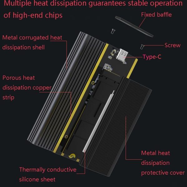 M.2 NVME / NGFF Mobile Hard Disk Box TYPE-C3.1 Notebook External Solid State Drive Box, Style: PC280G NVME Single Cable - Image 4