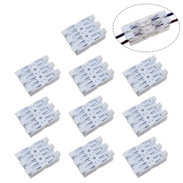 10 PCS Fast Terminal Block 2P Dual Pressing Terminal Connector Spring-Type Un-Lock Screw Connector, Specification: 928-3 White Wide