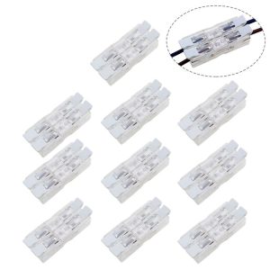 10 PCS Fast Terminal Block 2P Dual Pressing Terminal Connector Spring-Type Un-Lock Screw Connector, Specification: 928-M2 Transparent Narrow
