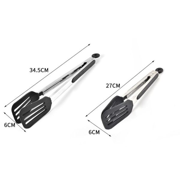 Stainless Steel Silicone Food Spatula Food Clip Barbecue Steak Clip Barbecue Baking Tool, Size: 12 inch With Bracket (Random Color Delivery) - Image 4