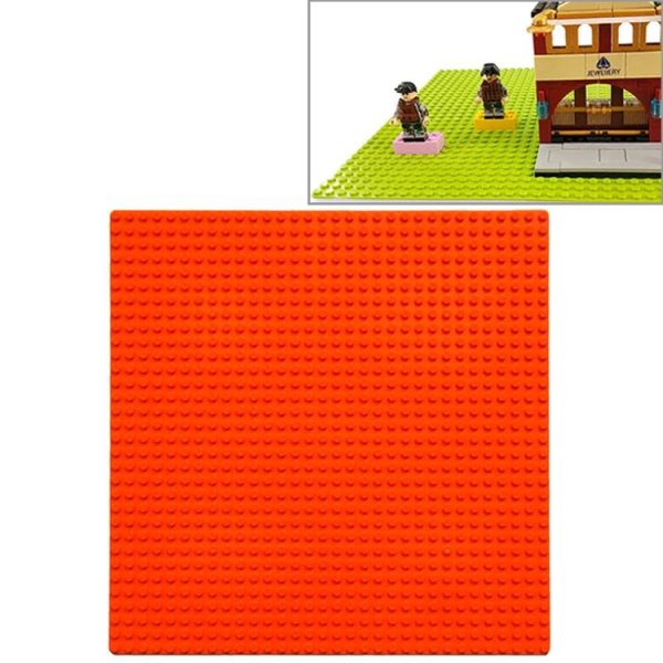 32*32 Small Particle DIY Building Block Bottom Plate 25.5*25.5 cm Building Block Wall Accessories Toys for Children (Orange)