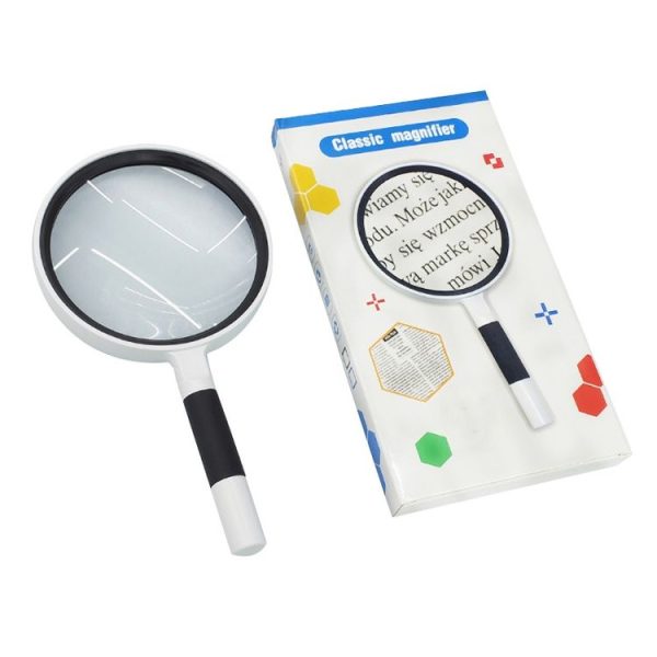 Hand-Held Reading Magnifier Glass Lens Anti-Skid Handle Old Man Reading Repair Identification Magnifying Glass, Specification: 100mm 3 Times (Blue White) - Image 5