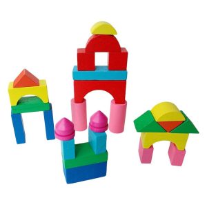 Wooden Mini Castle Building Blocks Geometric Cognition Children Early Education Toys