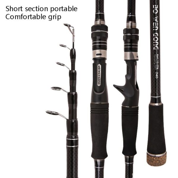 Carbon Telescopic Luya Rod Short Section Fishing Throwing Rod, Length: 2.7m (Curved Handle) - Image 3