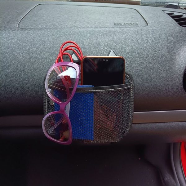 3 PCS Car Mobile Phone Storage Net Bag Universal Paste Car Chair Back Storage Bag, Colour: Black - Image 2