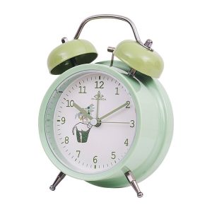 Student Cute Style Bell Alarm Clock Bedside Mute Clock With Light Specification: Y36 4 Inch (Green)
