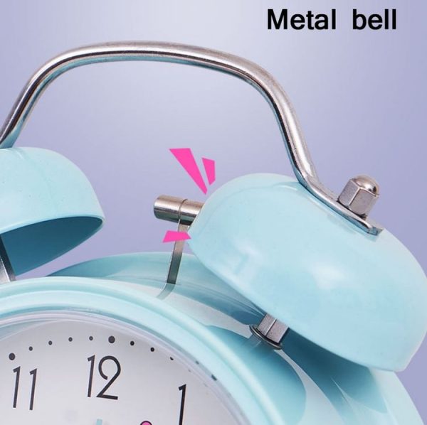 Student Cute Style Bell Alarm Clock Bedside Mute Clock With Light Specification: Y36 4 Inch (Green) - Image 4