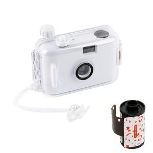 Cute Retro Film Waterproof Shockproof Camera With Disposable Film (All White Shell)