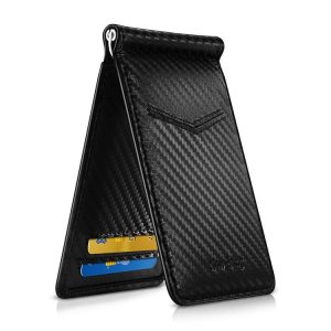New-Bring Anti-Theft RFID Card Holder Men Ultra-Thin Card Holder Multi-Card Position ID Leather Case (Carbon Fiber)