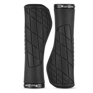 1 Pair WEST BIKING YP0804060 Bicycle Grips Mountain Bike Non-Slip Rubber Grips (Black)