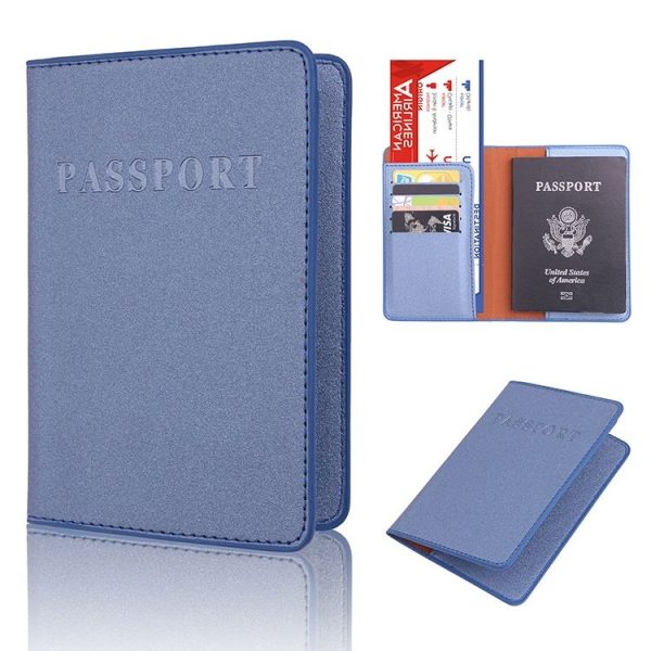 MS101 Frosted PU Multi-Card Passport Holder Travel Abroad Passport Card Holder, Color: Blue - Image 2