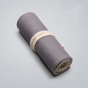 24 Holes Handmade Gray Canvula Pen Curtain Large Capacity Roller Pen Bag Color Lead Sketch Stationery Bag