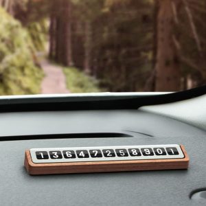 Oatsbasf 03187 Temporary Parking Phone Number Card Car Solid Wood Number Card (Wood Color)