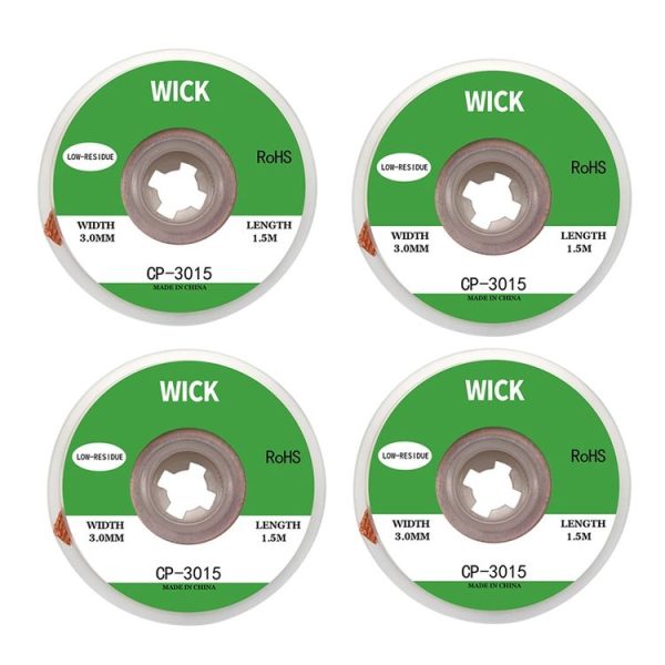 4 PCS Silk Wire Deficiency Tin With Low Residue Strip BGA To Remove Tin Welding Strip Electronic Maintenance Welding Material, Model: CP-3015 3.0mm x 1.5m