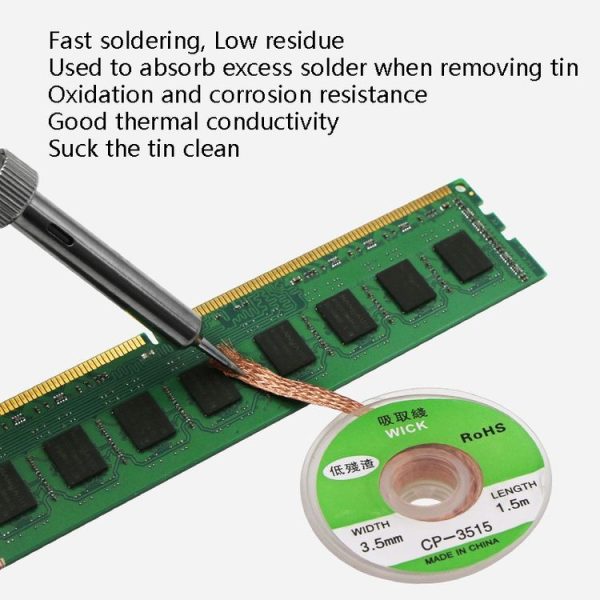 4 PCS Silk Wire Deficiency Tin With Low Residue Strip BGA To Remove Tin Welding Strip Electronic Maintenance Welding Material, Model: CP-3015 3.0mm x 1.5m - Image 4