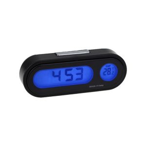 K02 Car Electronic Clock Temperature Meter Night Light LED Temperature Time Meter (Black Blue Light)