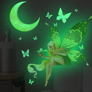 ZSZ1198B Night Light Moon Butterfly Wall Stickers Children Room Bedroom Simple Decorative Wall Stickers, Specification: 28x32cm