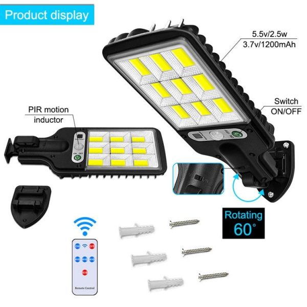 616 Solar Street Light LED Human Body Induction Garden Light, Spec: 117 COB With Remote Control - Image 5