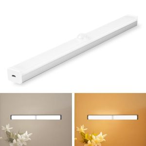LED Human Body Induction Lamp Long Strip Charging Cabinet Lamp Strip, Size: 21cm (Silver and White Light)