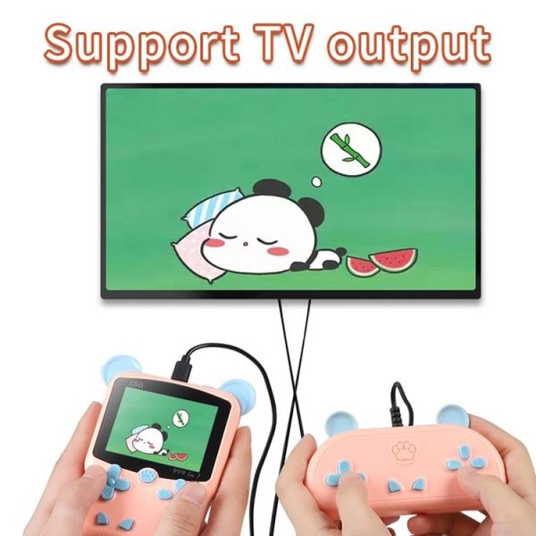 I50 999 in 1 Children Cat Ears Handheld Game Console, Style: Doubles (Yellow) - Image 5