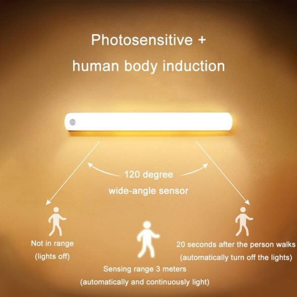Magnetic Rechargeable Cabinet Bedside Human Body Induction Lamp, Specification: 600 mAh With Switch 25cm (White Light) - Image 4