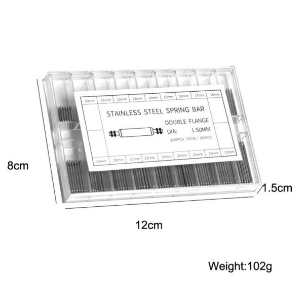 360 PCS / Set with Ear Batch 10-27mm Strap Connecting Shaft Stainless Steel Watch Spring Bar - Image 2