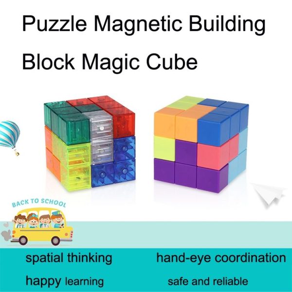 YJ8392 Puzzle Early Education Magnetic Building Block Magic Cube (Transparent) - Image 2