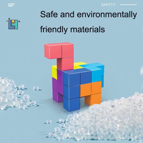 YJ8392 Puzzle Early Education Magnetic Building Block Magic Cube (Transparent) - Image 4